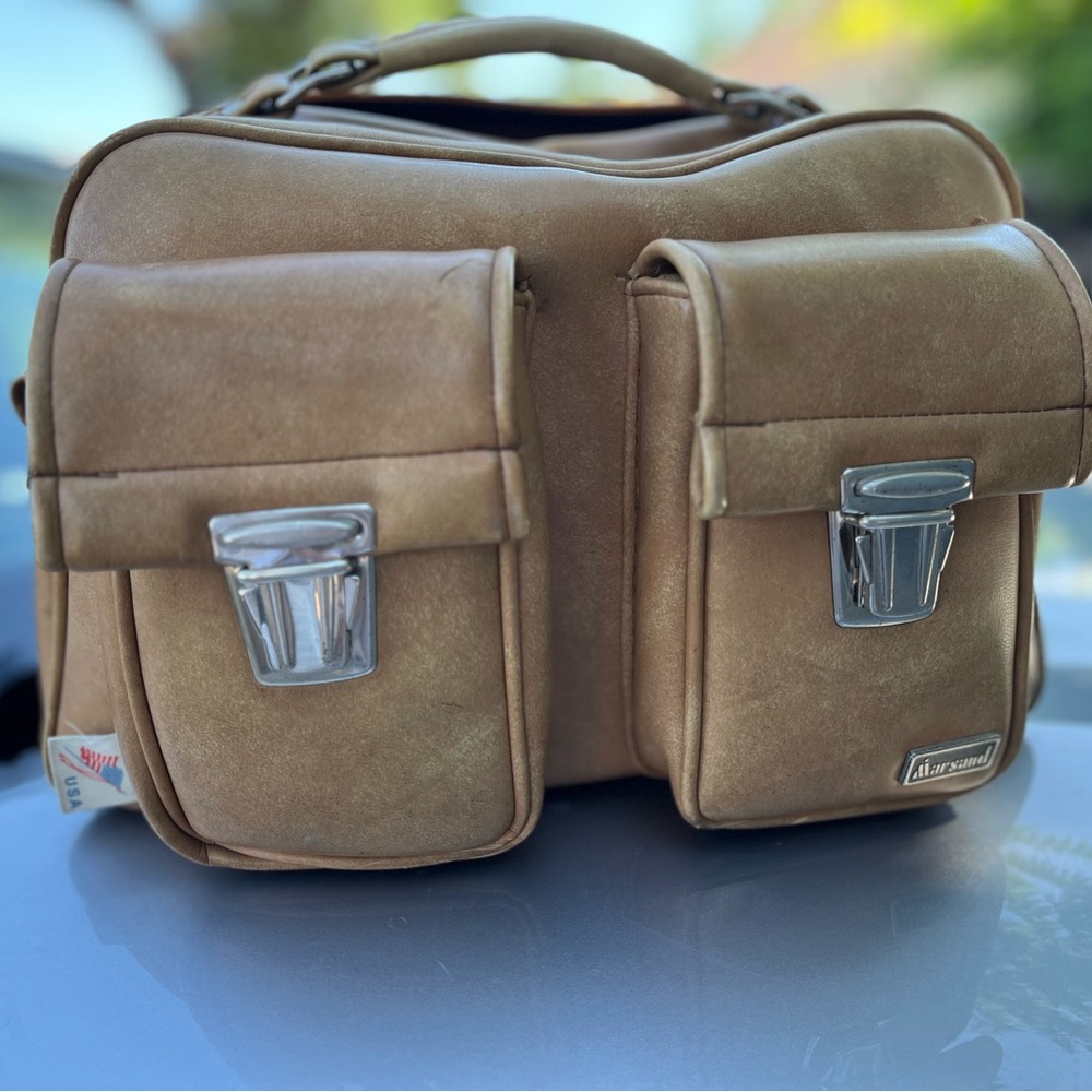 Classic Tan Men's Double-Pocket Shoulder Bag